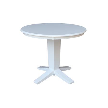 International Concepts 36 in. Solid Wood Round Top Pedestal Dining Table - 29.9 in. High, White K08-36RT-23B